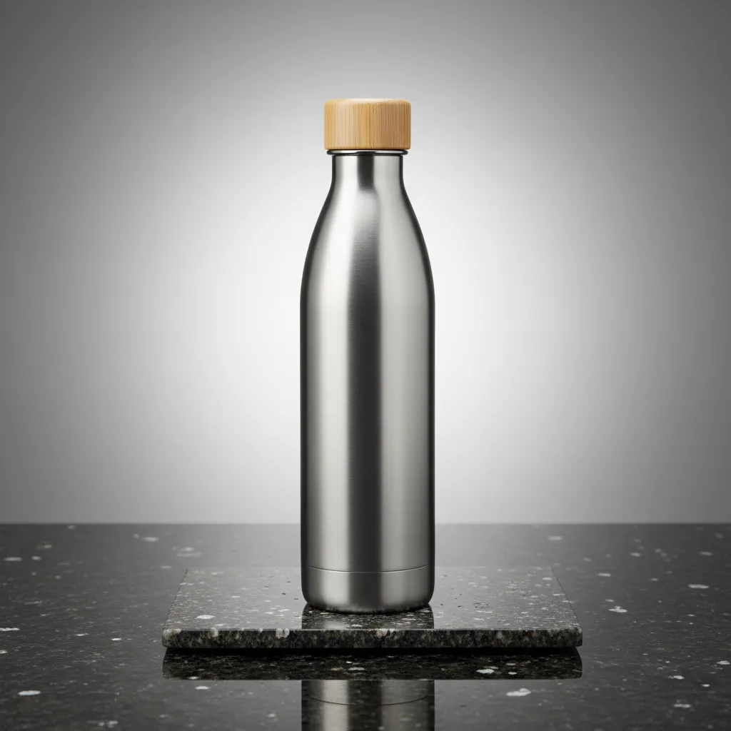 Stainless steel insulated canteen with bamboo cap
